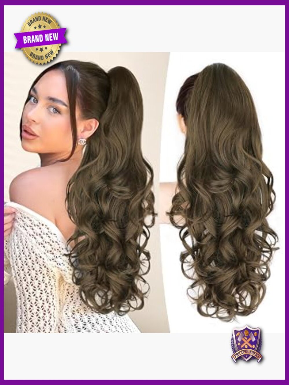 24 inch Claw Clip Long Wavy Ponytail Extension Glueless